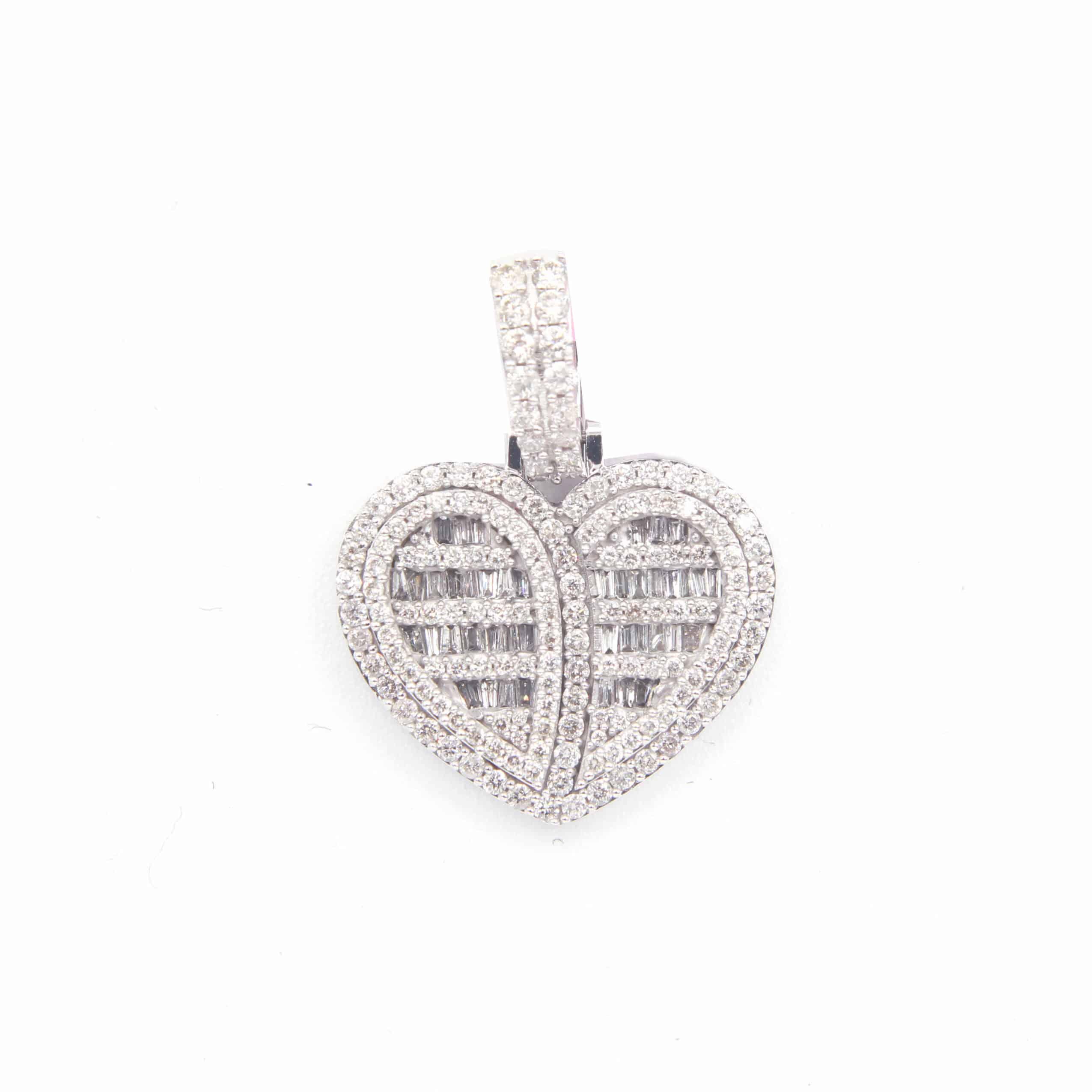 Luminous Baguette Diamond Heart Pendant