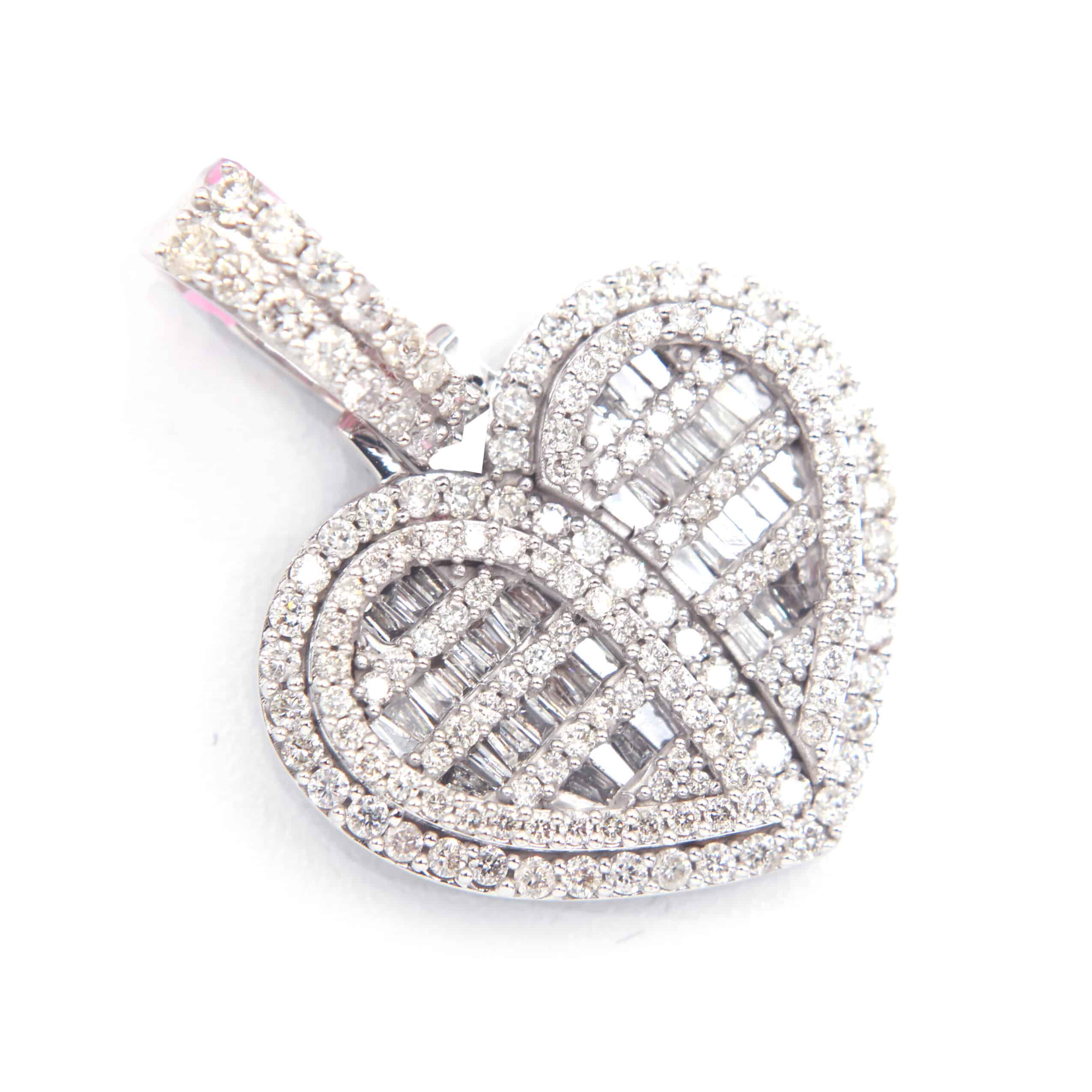 Luminous Baguette Diamond Heart Pendant