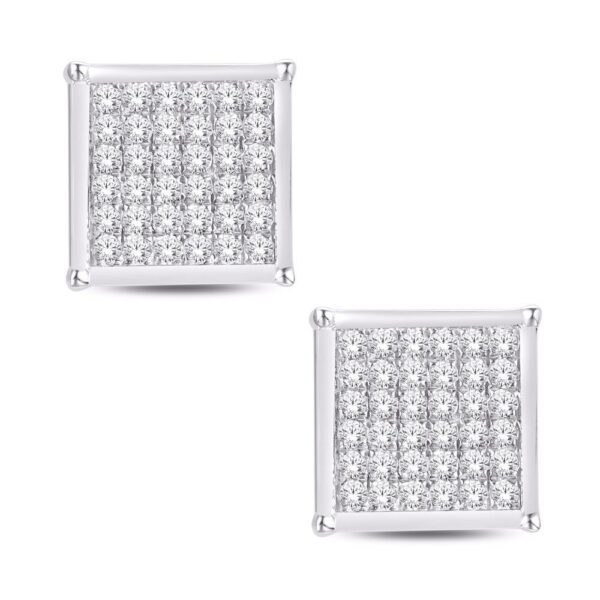 10 Karat White Gold 0.05 Carat Diamond Square Earrings - Image 3