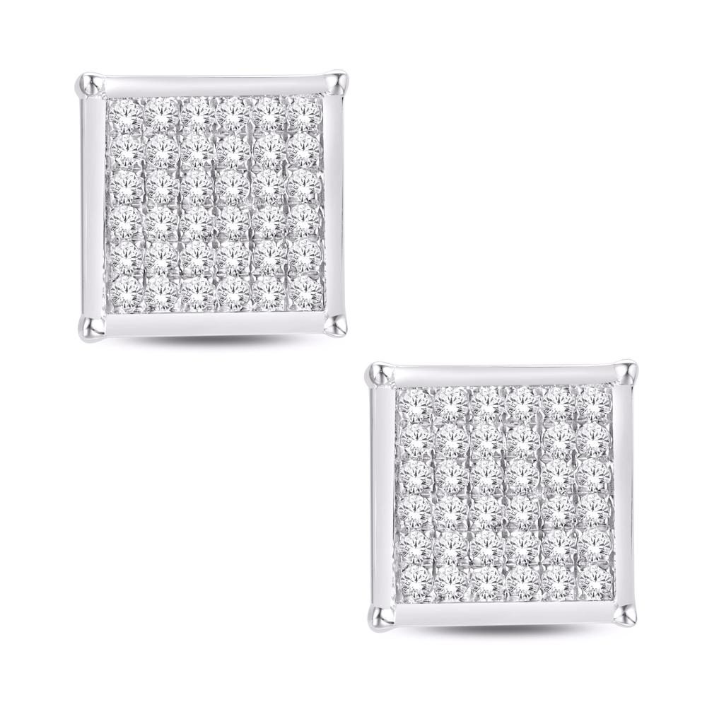 10 Karat Gold 0.10 Carat Diamond Square Earrings - Image 3