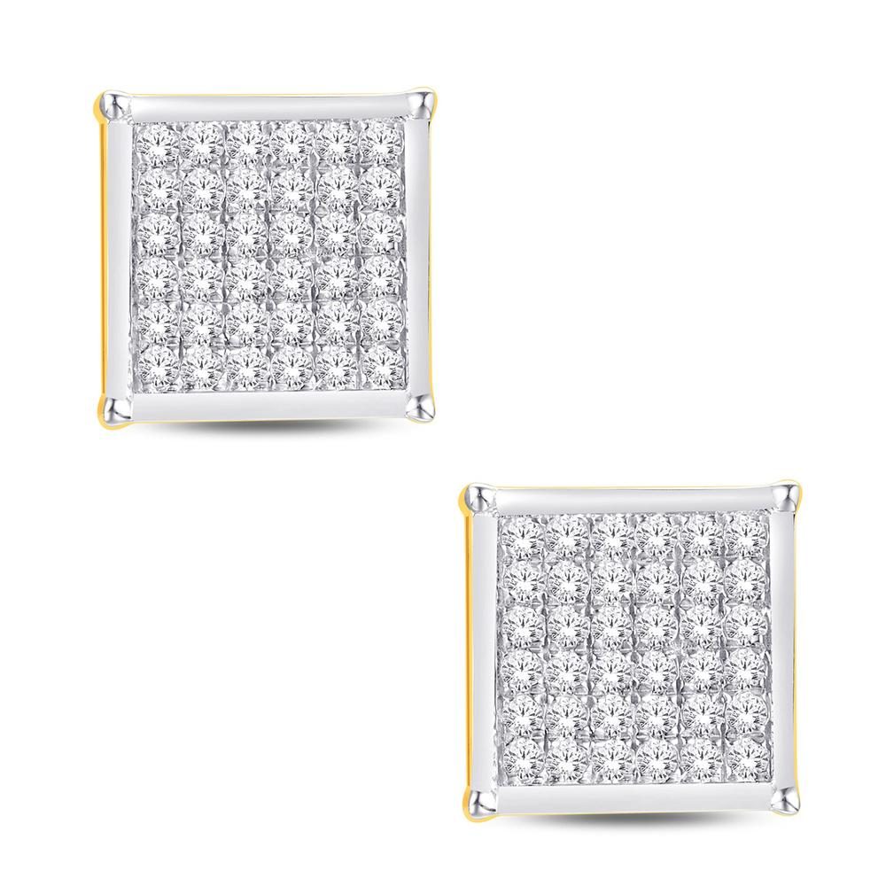 10 Karat Gold 0.10 Carat Diamond Square Earrings - Image 5
