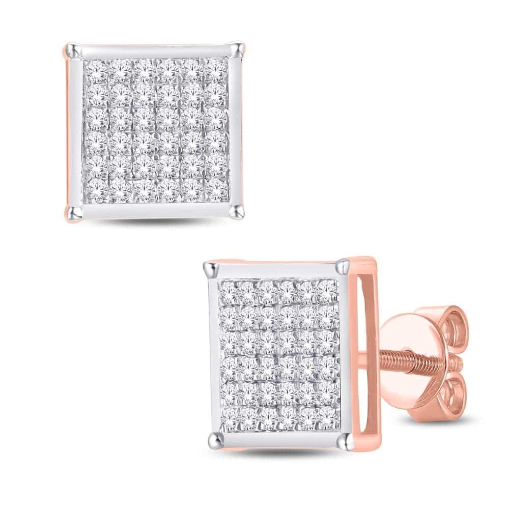 10 Karat Gold 0.33 Carat Diamond Square Earrings - Image 6