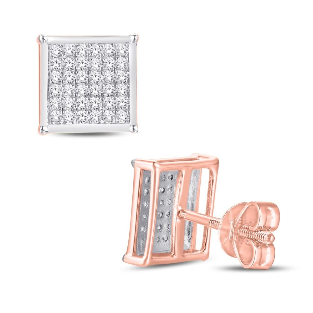 10 Karat Gold 0.33 Carat Diamond Square Earrings - Image 5