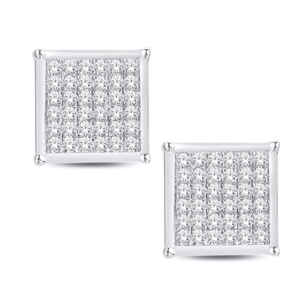 10 Karat Gold 0.33 Carat Diamond Square Earrings - Image 3