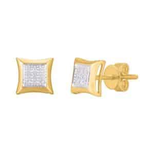 10 Karat Yellow Gold 0.05 Carat Diamond Square Earrings