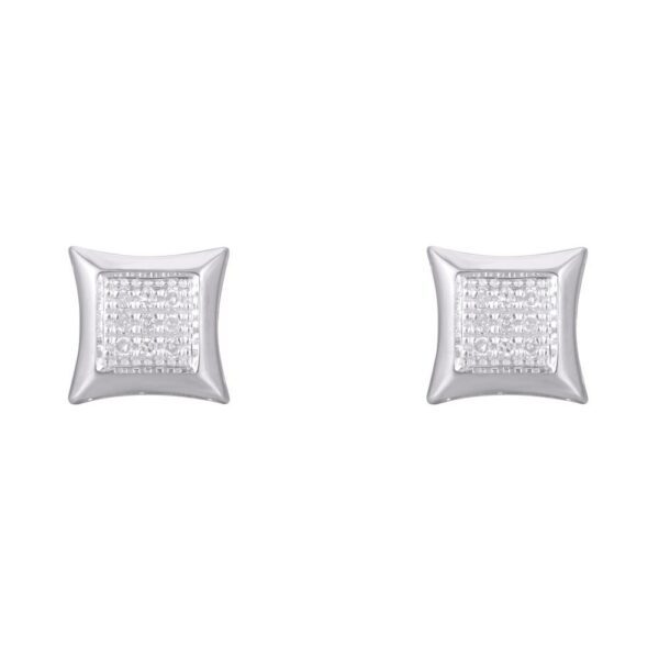 10 Karat Gold 0.10 Carat Diamond Square Earrings - Image 5