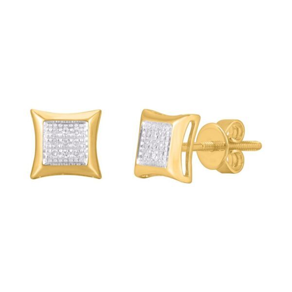 10 Karat Gold 0.10 Carat Diamond Square Earrings - Image 2