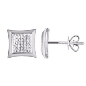 10 Karat Gold 0.15 Carat Diamond Square Earrings