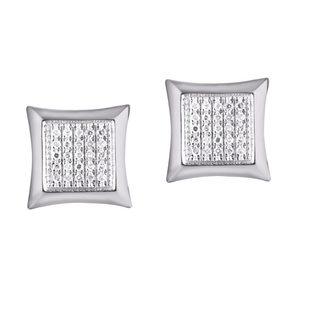 10 Karat Gold 0.15 Carat Diamond Square Earrings - Image 5