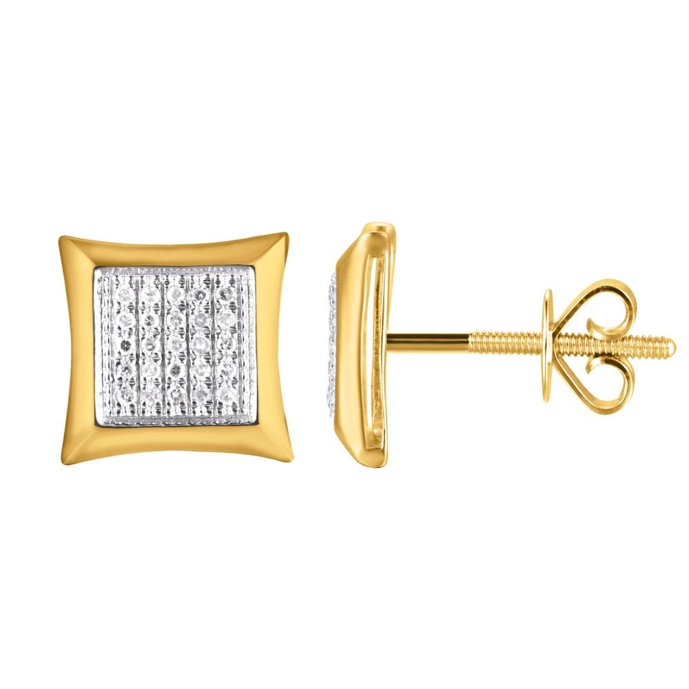 10 Karat Gold 0.15 Carat Diamond Square Earrings - Image 2