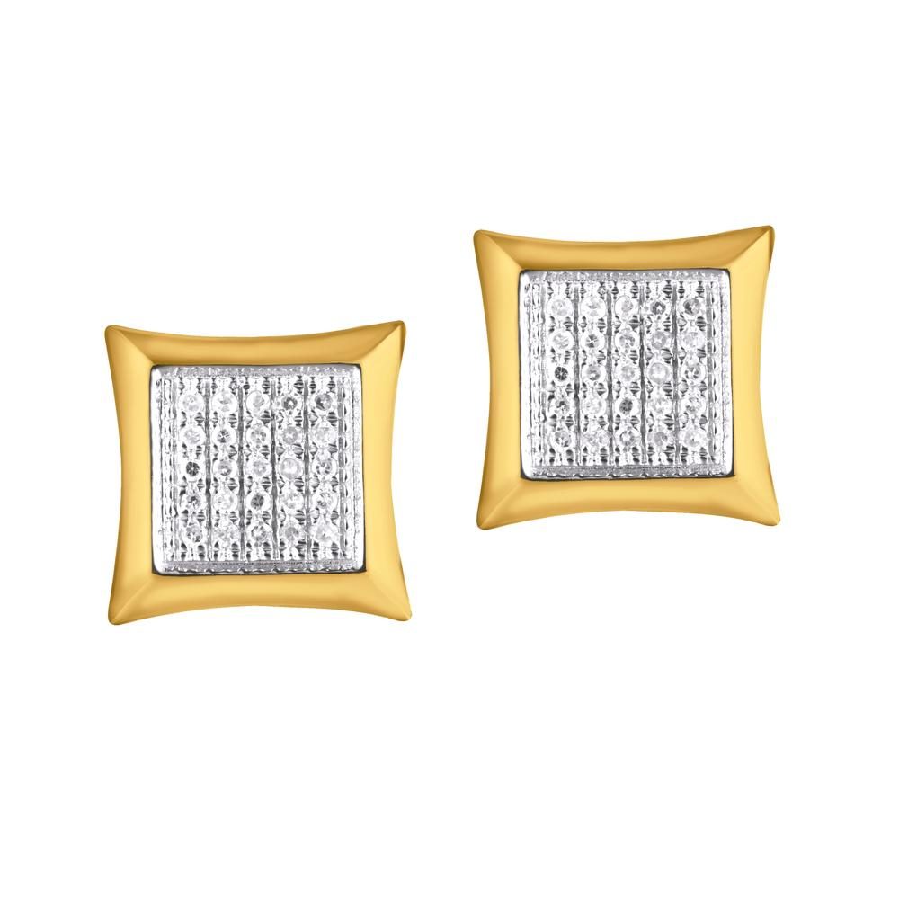 10 Karat Gold 0.15 Carat Diamond Square Earrings - Image 3