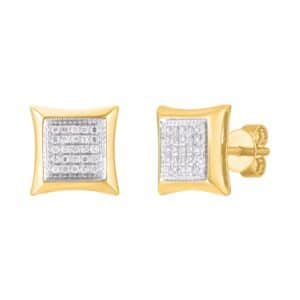10 Karat Yellow Gold 0.25 Carat Diamond Square Earrings