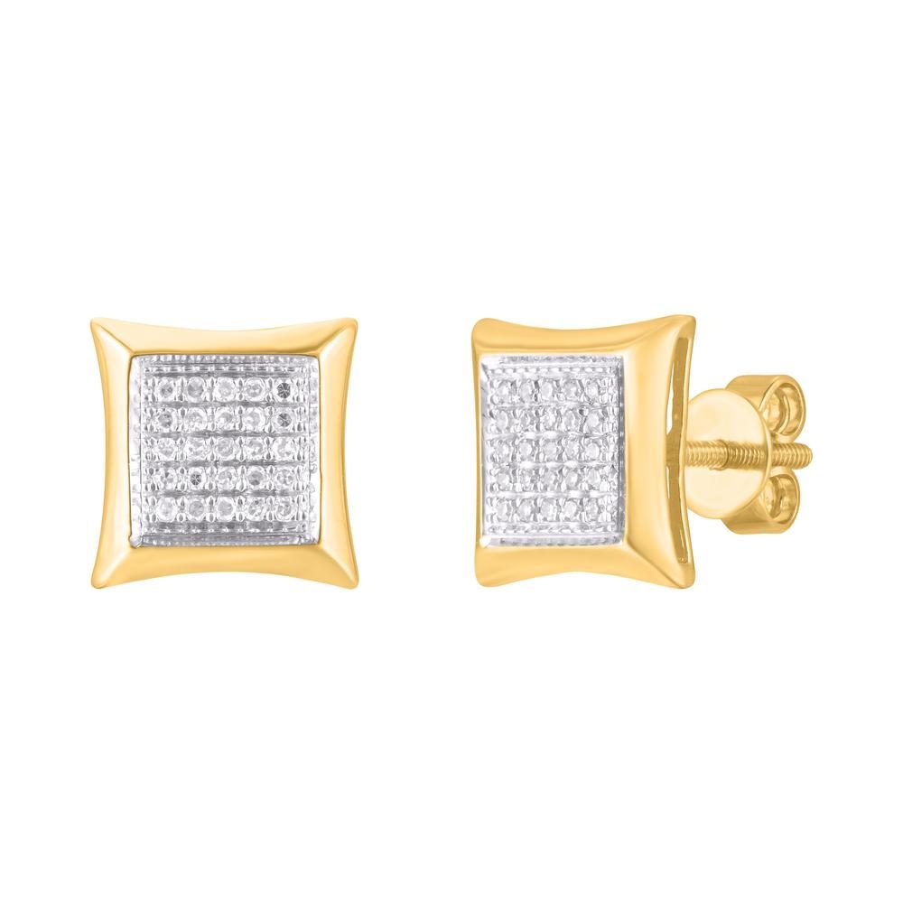 10 Karat Yellow Gold 0.33 Carat Diamond Square Earrings