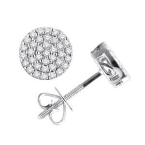 10 Karat White Gold 0.25 Carat Diamond Round Stud Earrings
