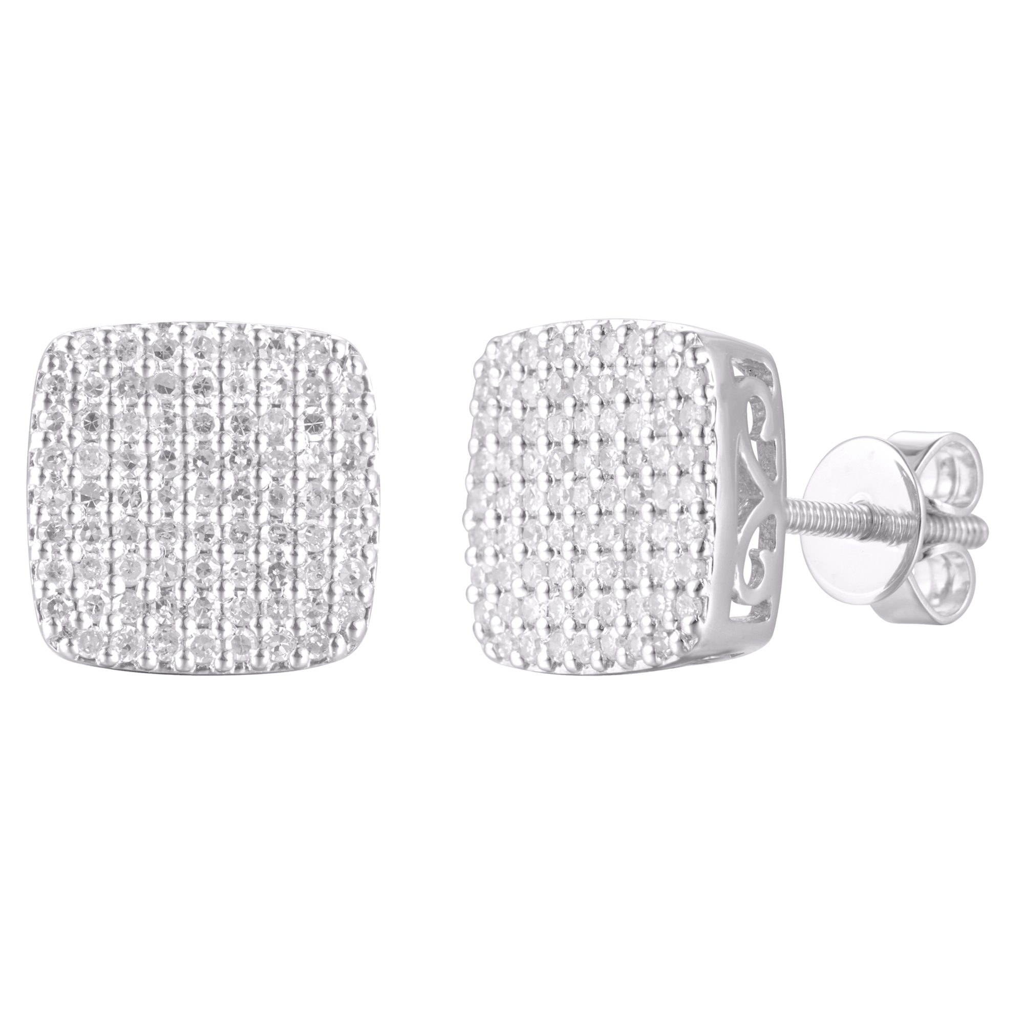 10 Karat White Gold 0.75 Carat Diamond Cushion Earrings - Image 4