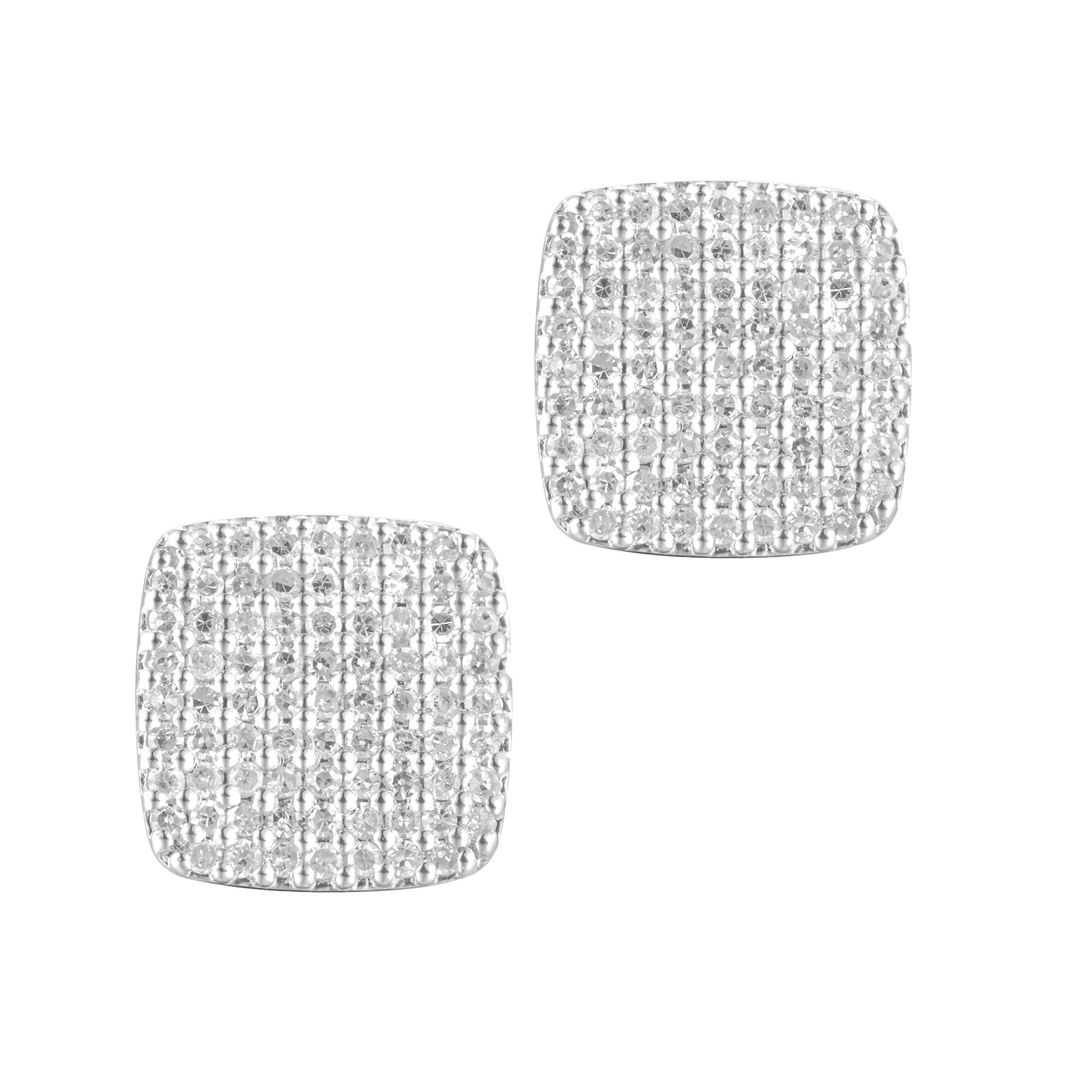 10 Karat White Gold 0.75 Carat Diamond Cushion Earrings - Image 3