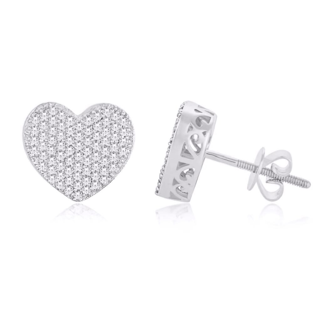 10 Karat White Gold 0.50 Carat Diamond Heart Earrings - Image 2