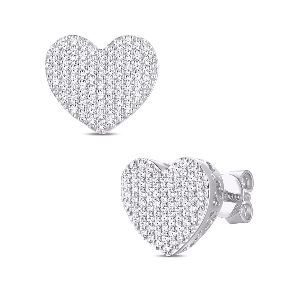 10 Karat White Gold 0.50 Carat Diamond Heart Earrings - Image 4