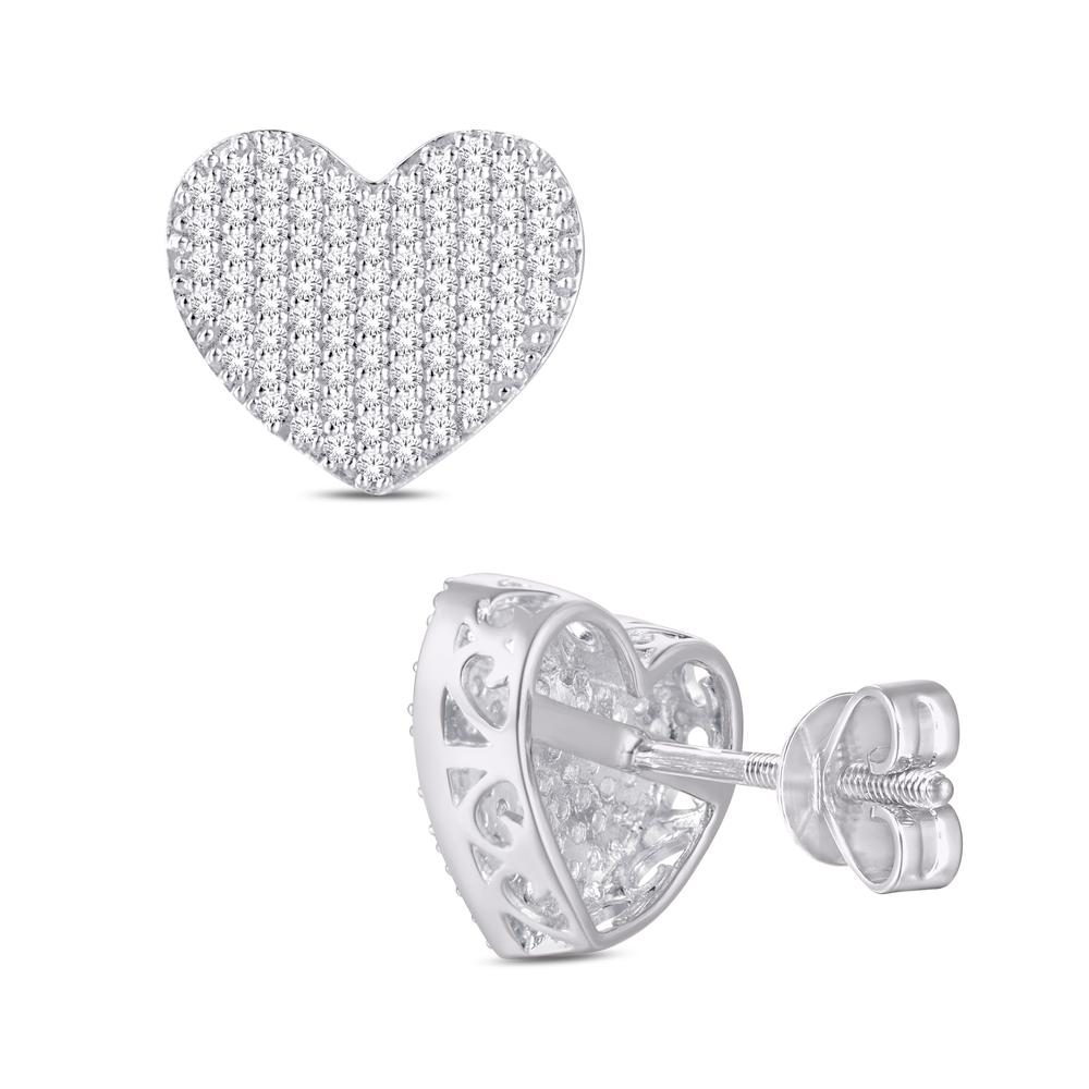 10 Karat White Gold 0.50 Carat Diamond Heart Earrings