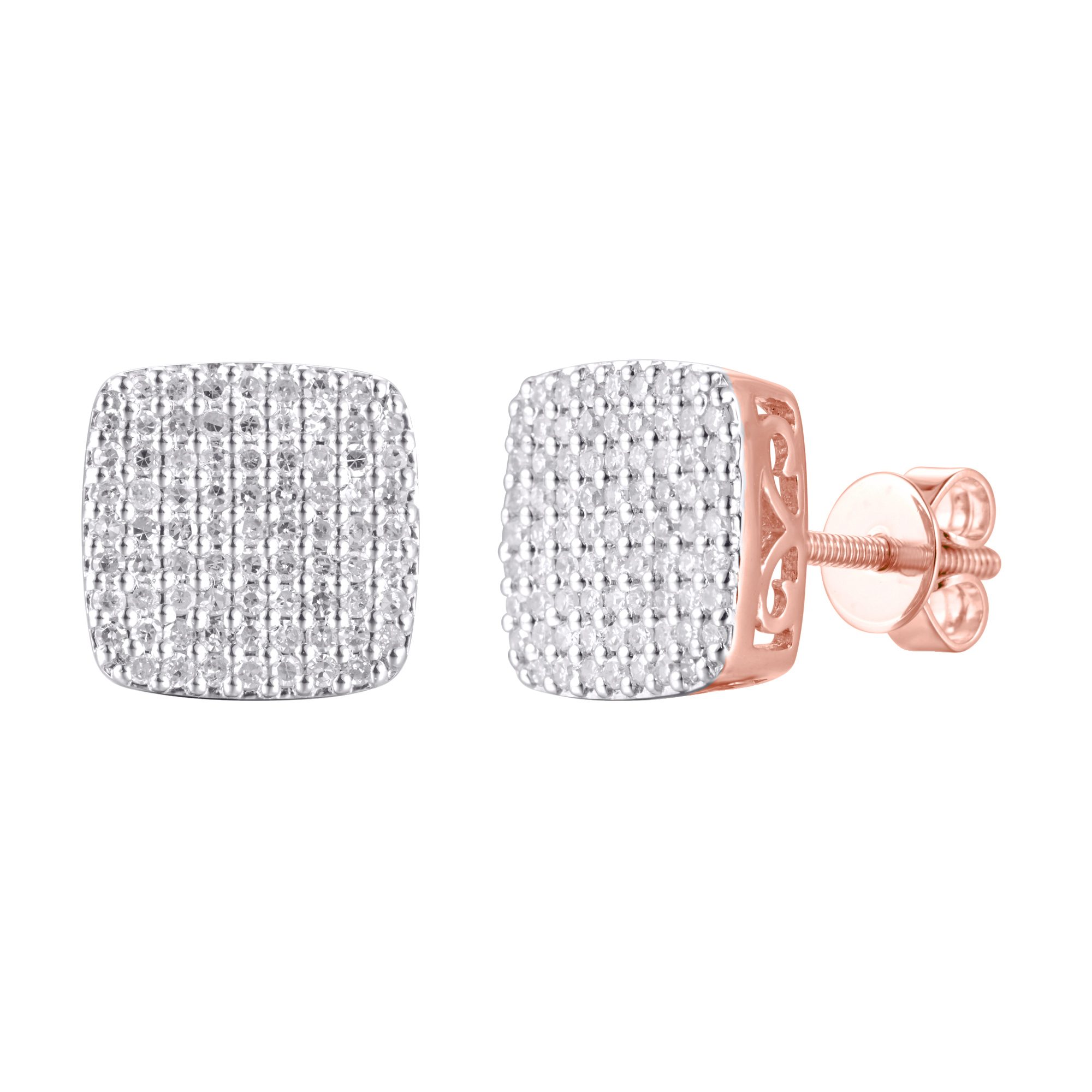 10 Karat Rose Gold 0.50 Carat Diamond Cushion Earrings - Image 2