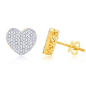10 Karat White Gold 0.12 Carat Diamond Heart Stud Earrings