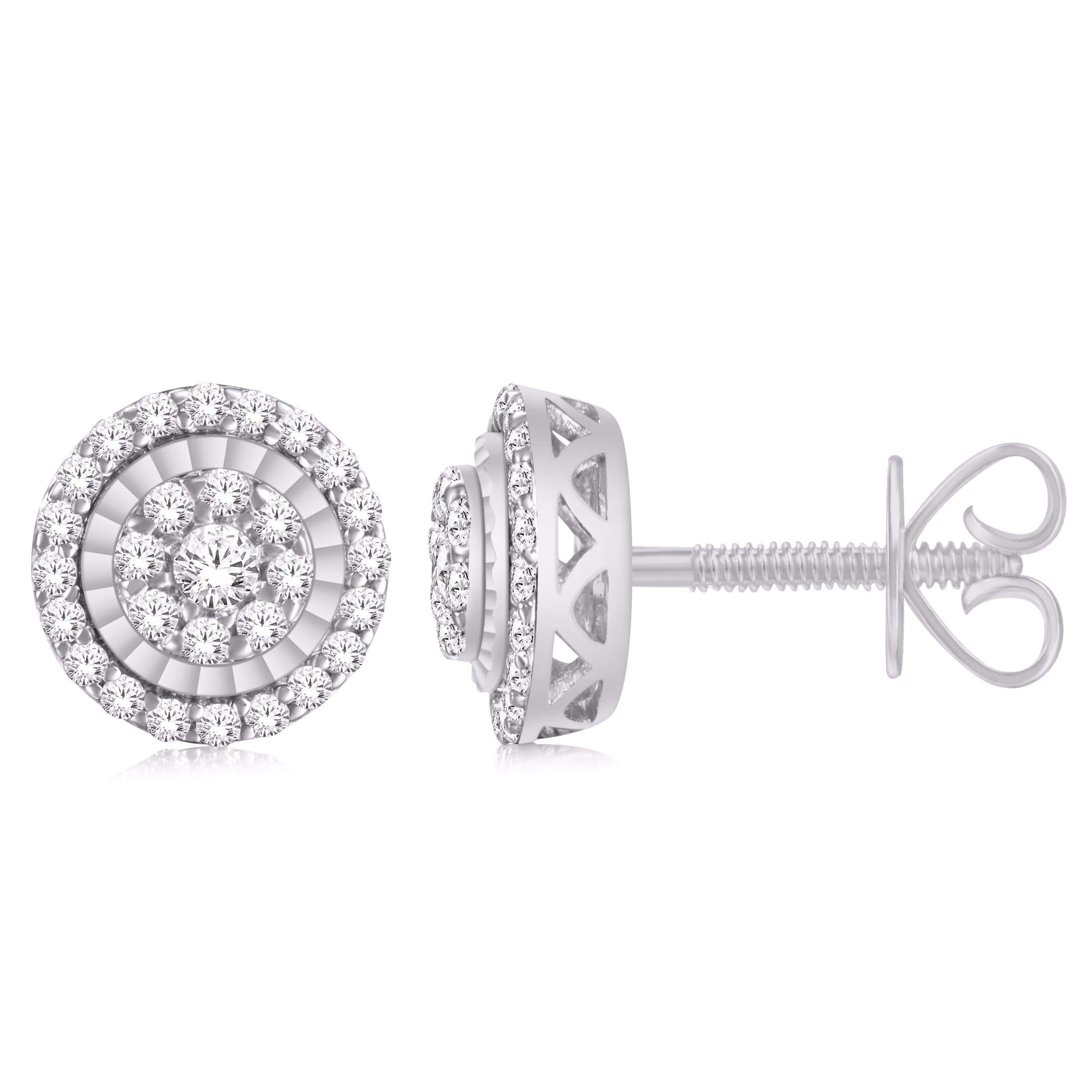 10 Karat White Gold 0.26 Carat Diamond Round Earrings