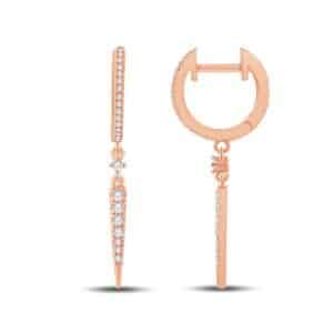 10 Karat All Rose Gold 1.57 Carat Diamond Classic Dangling Earrings