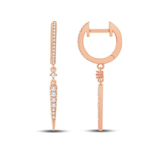 10 Karat All Rose Gold 1.57 Carat Diamond Classic Dangling Earrings