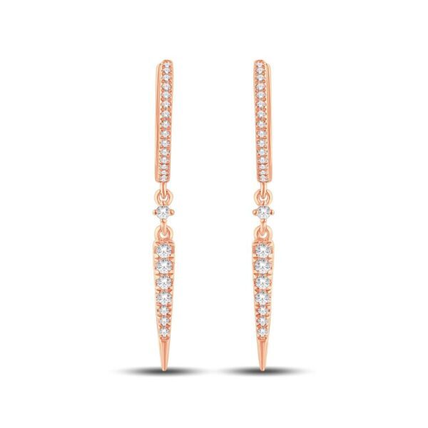 10 Karat All Rose Gold 1.57 Carat Diamond Classic Dangling Earrings - Image 3