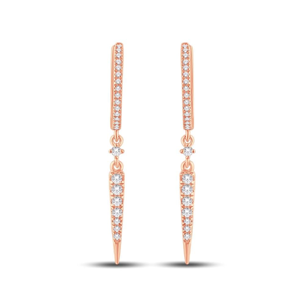 10 Karat All Rose Gold 1.57 Carat Diamond Classic Dangling Earrings - Image 3