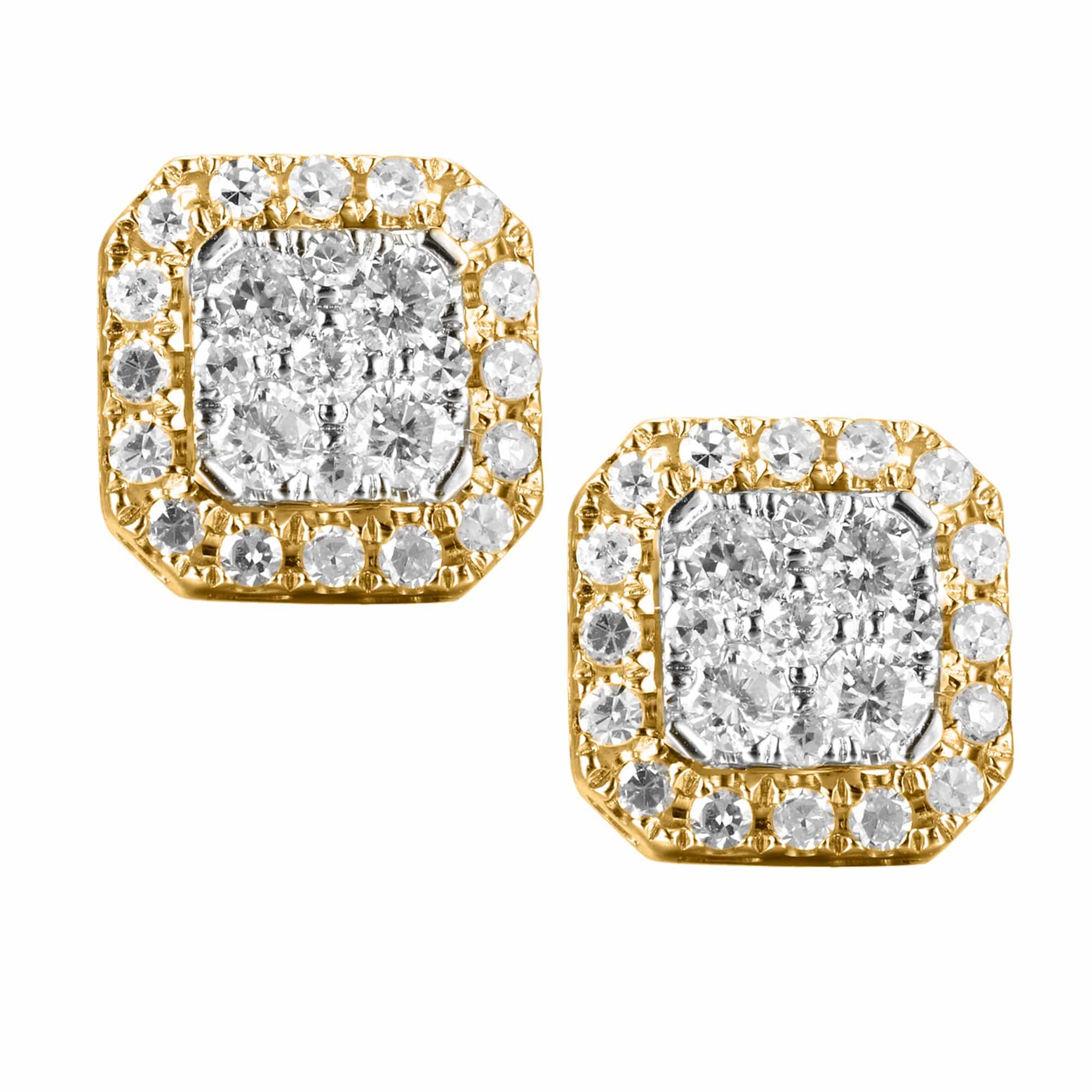 14 Karat Yellow Gold 0.50 Carat Diamond Cushion Earrings - Image 3