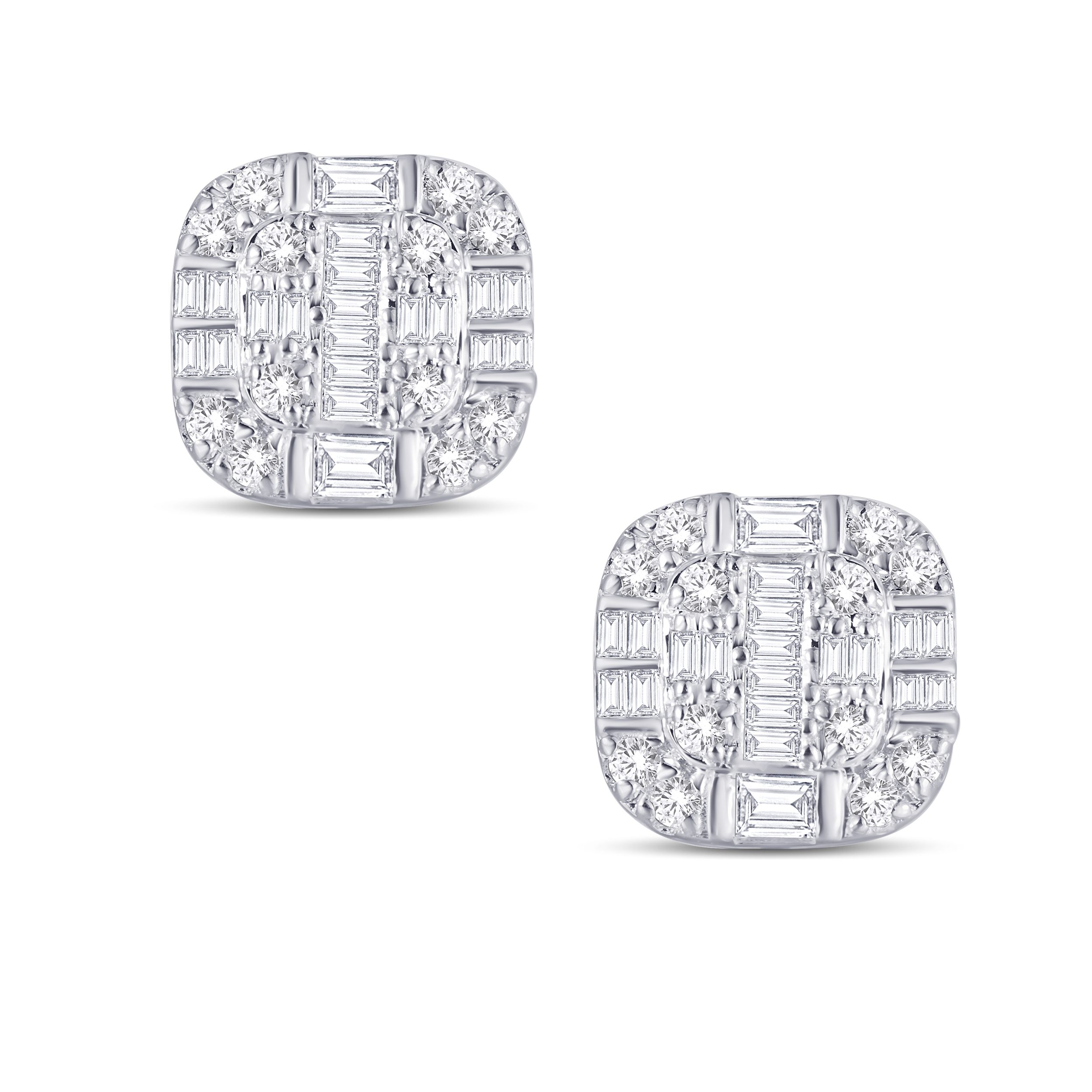 10 Karat White Gold 0.73 Carat Diamond Cushion Earrings - Image 2