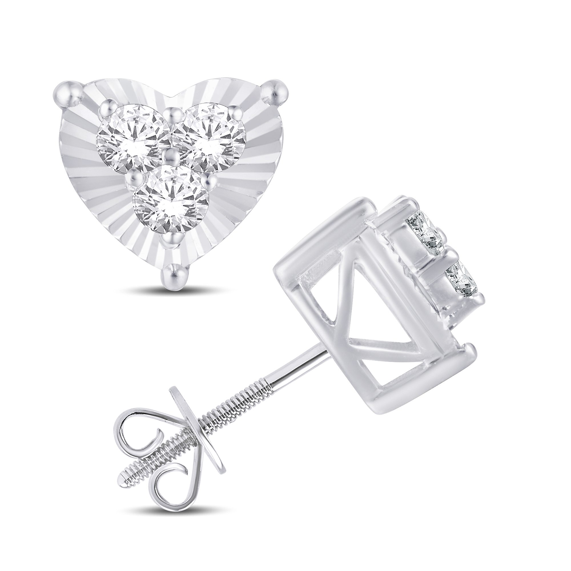 10 Karat White Gold and Yellow Gold 0.25 Carat Diamond Heart Earrings - Image 5
