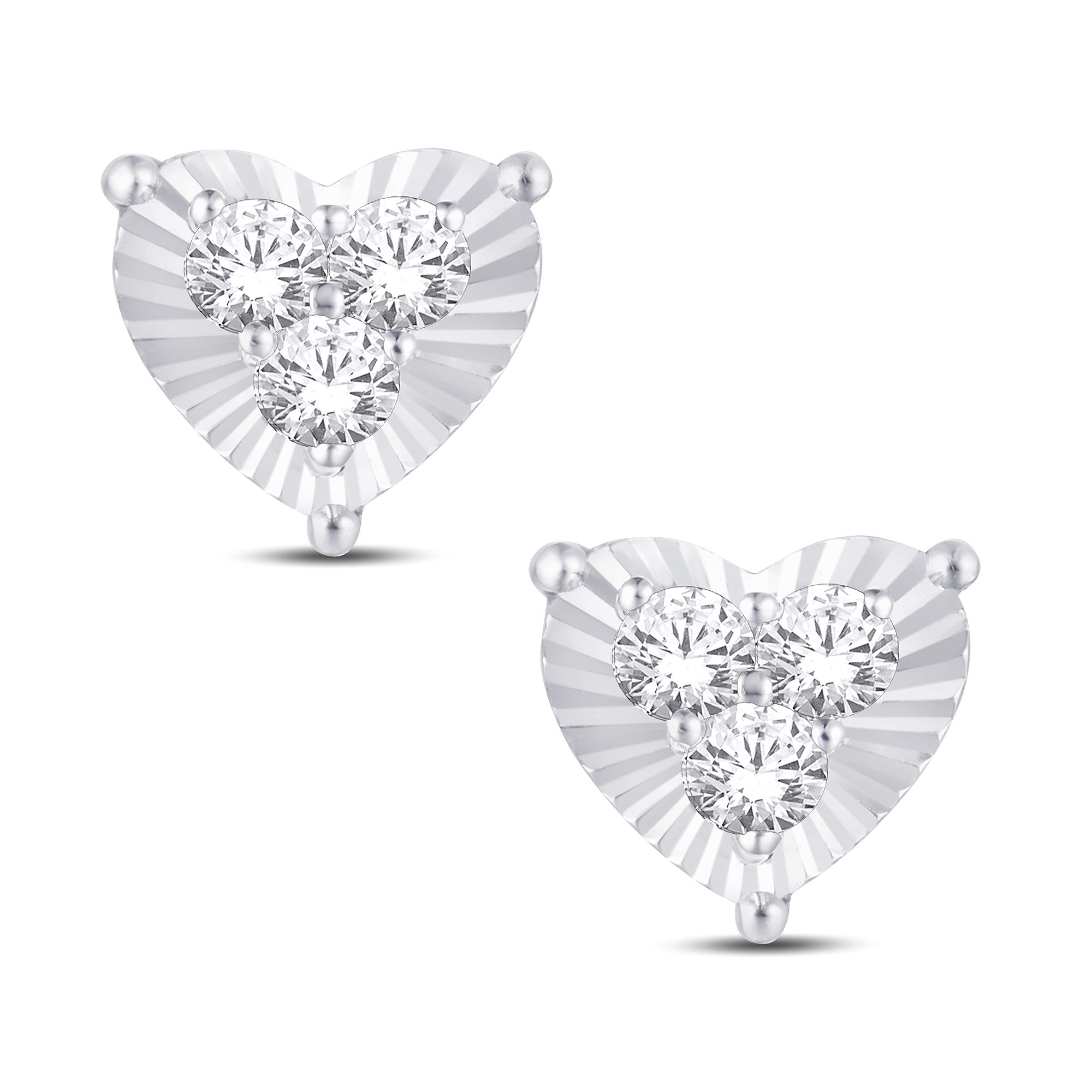 10 Karat White Gold and Yellow Gold 0.25 Carat Diamond Heart Earrings - Image 4