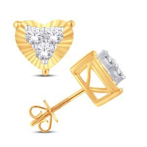 10 Karat White Gold and Yellow Gold 0.25 Carat Diamond Heart Earrings