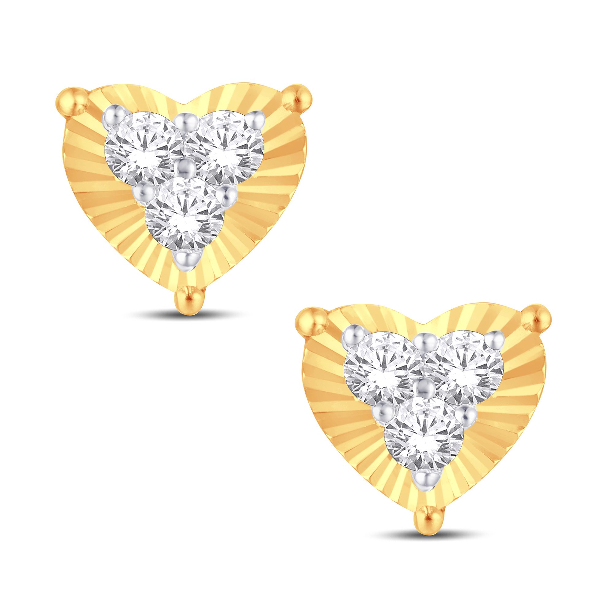 10 Karat White Gold and Yellow Gold 0.25 Carat Diamond Heart Earrings - Image 2