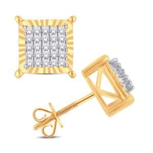 10 Karat Yellow Gold 0.20 Carat Diamond Square Earrings