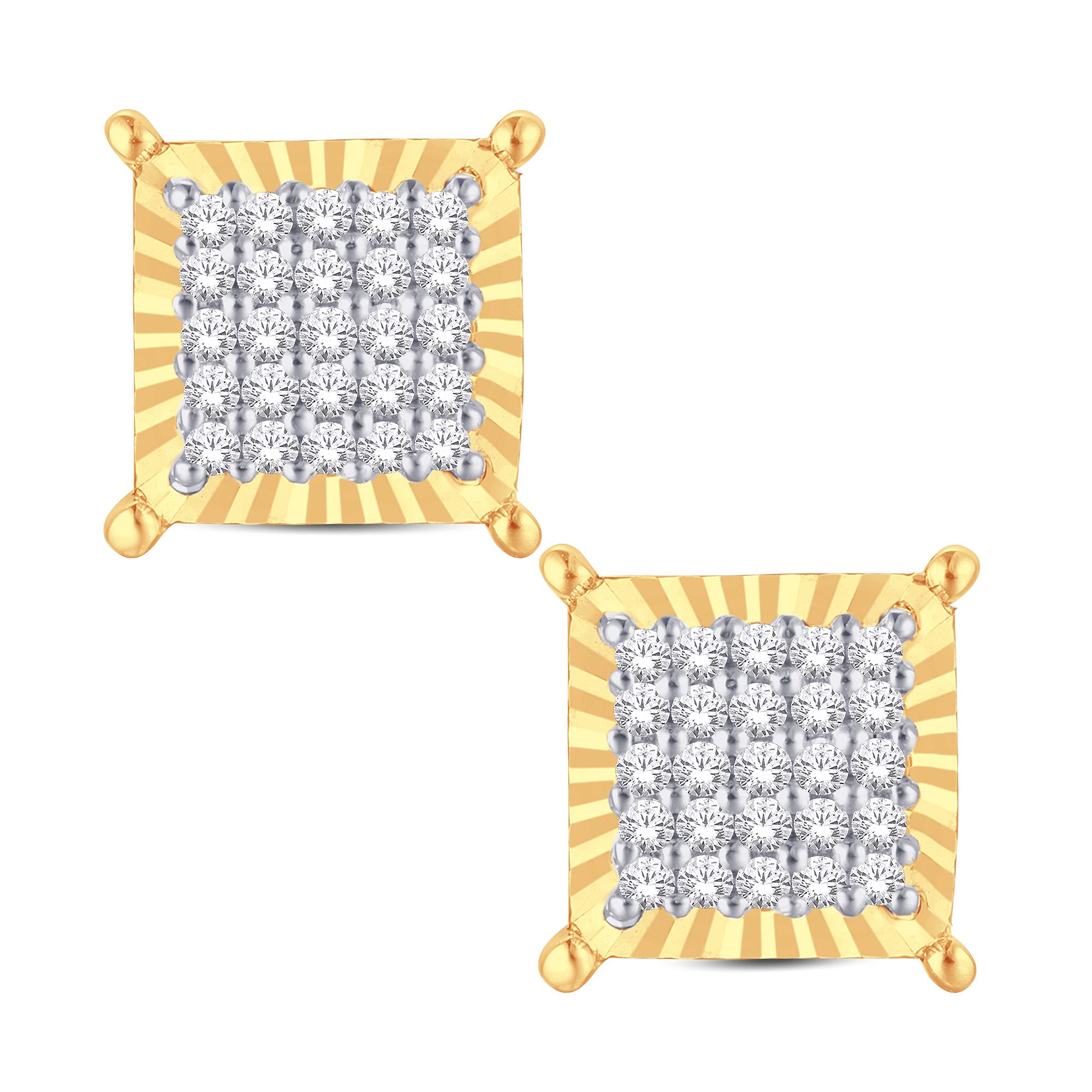 10 Karat Yellow Gold 0.20 Carat Diamond Square Earrings - Image 2
