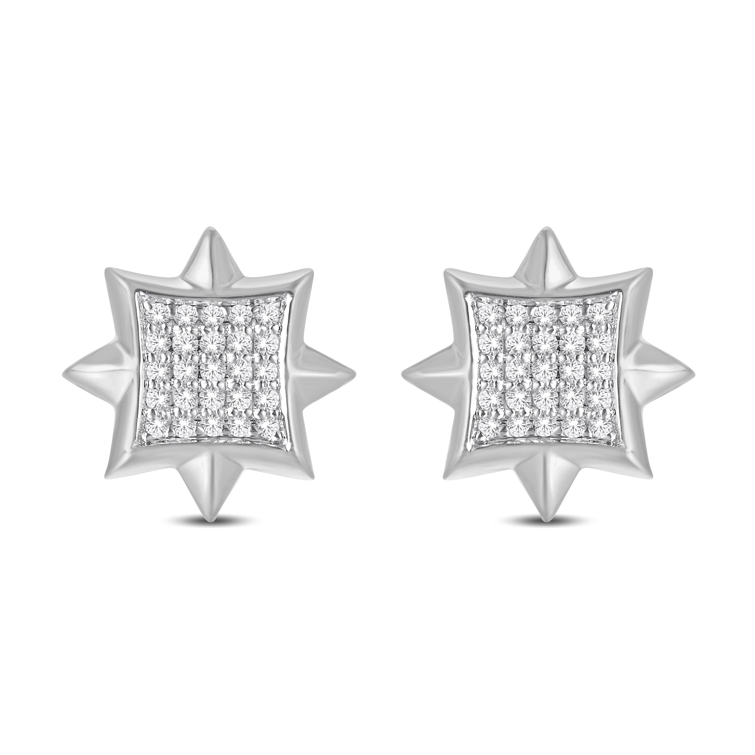 10 Karat White Gold and Yellow Gold 0.14 Carat Diamond Star Earrings - Image 6