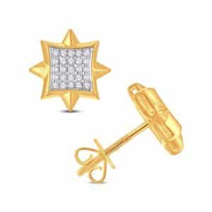 10 Karat White Gold and Yellow Gold 0.14 Carat Diamond Star Earrings