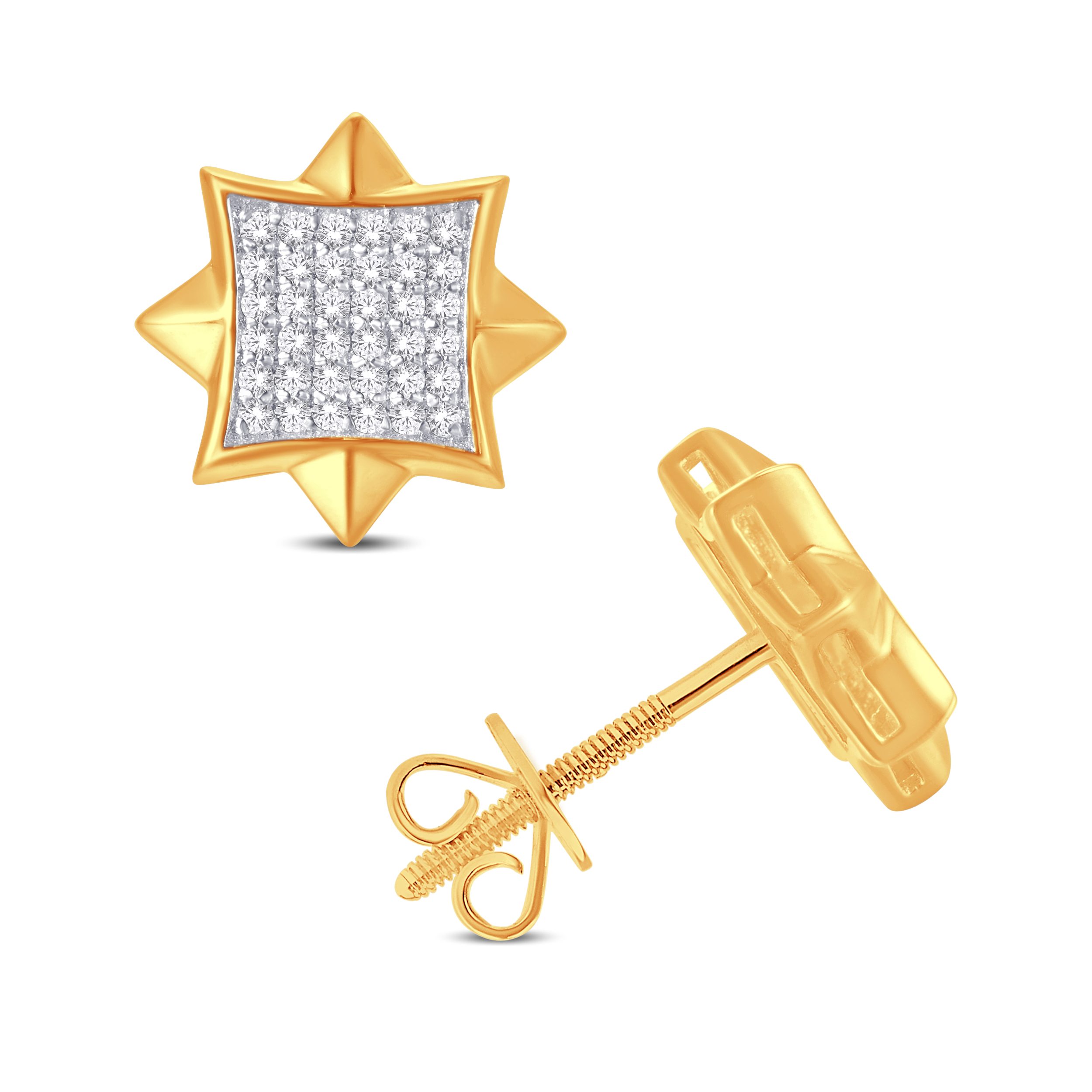 10 Karat Yellow Gold 0.25 Carat Diamond Star Earrings