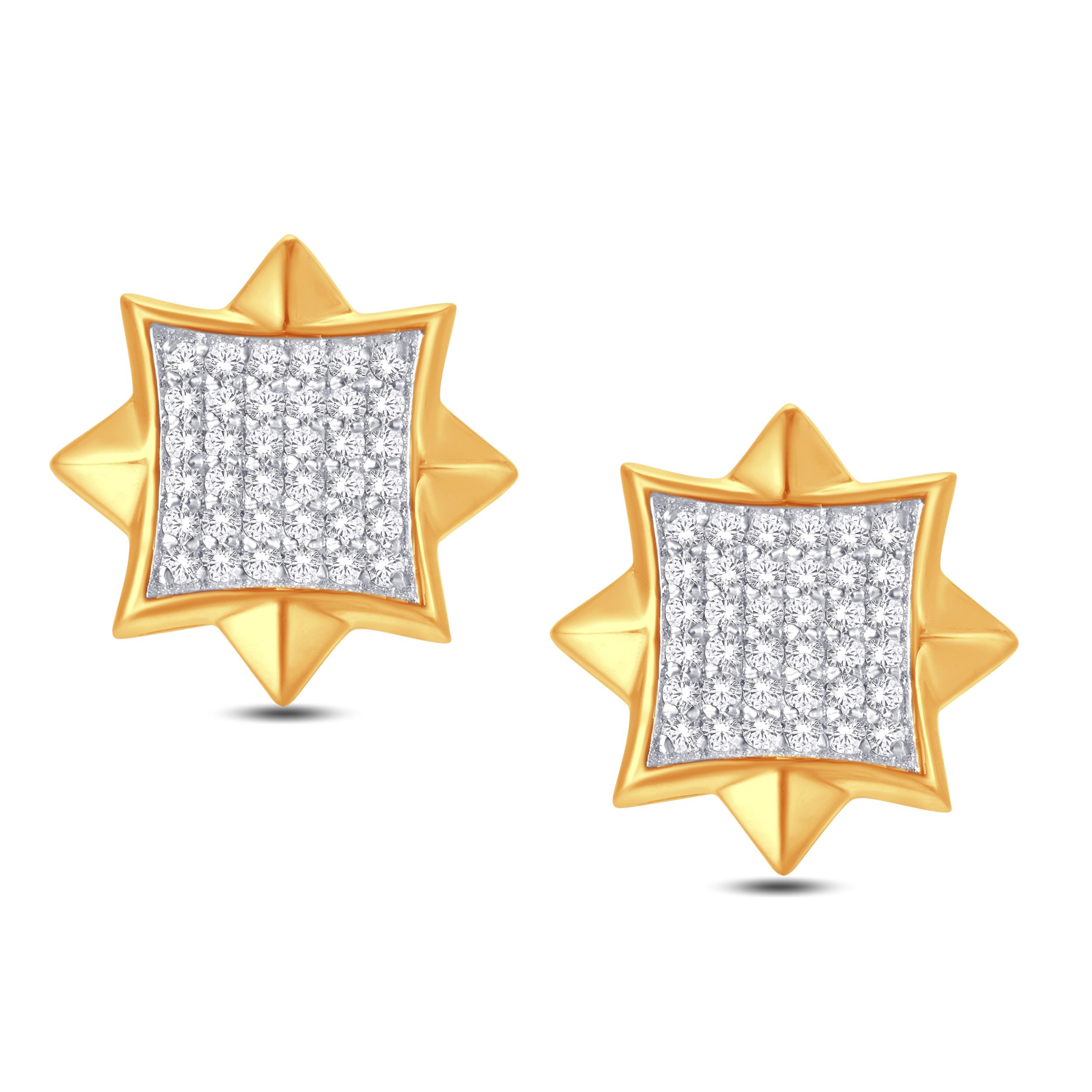 10 Karat Yellow Gold 0.25 Carat Diamond Star Earrings - Image 2
