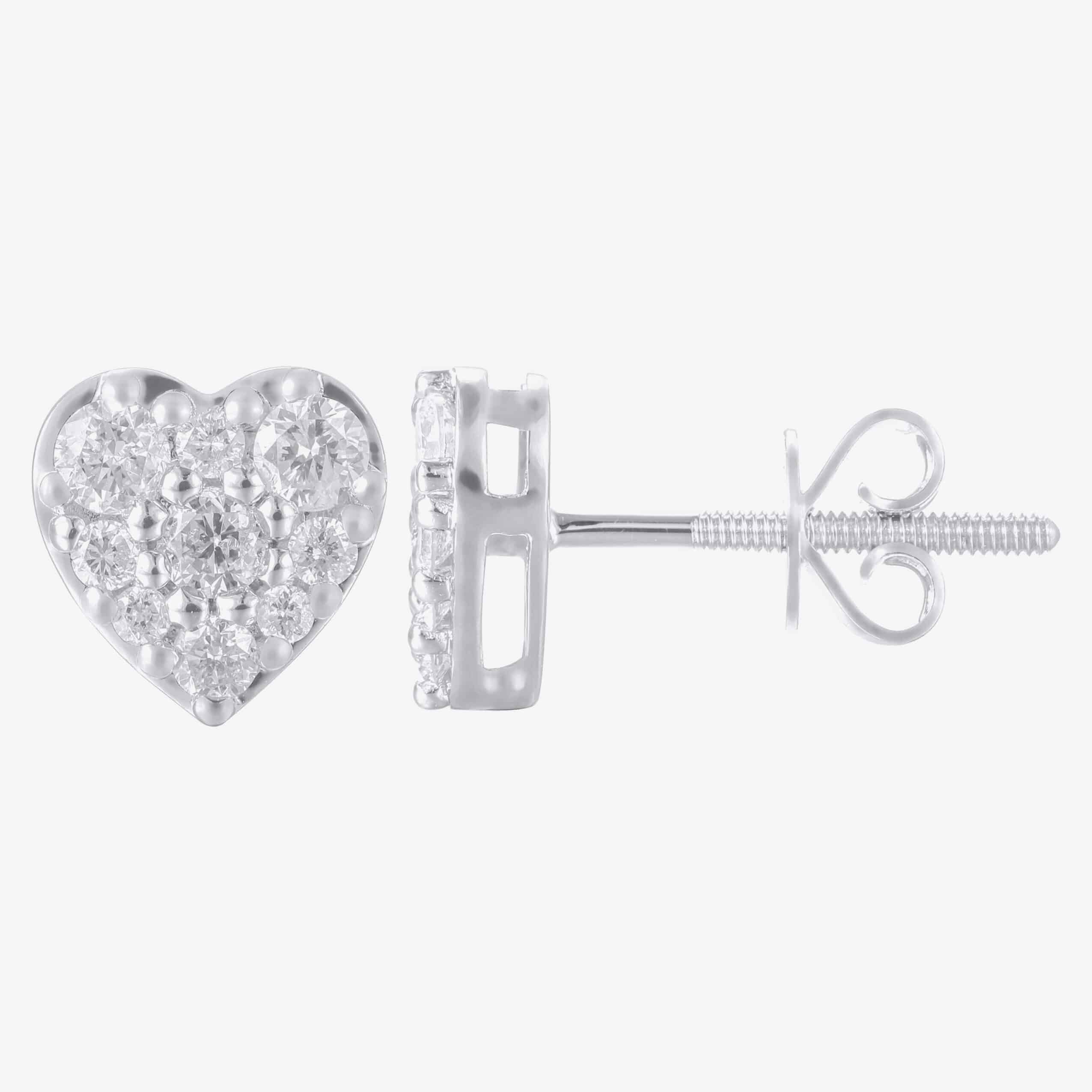 10 Karat White Gold 0.50 Carat Diamond Heart Earrings - Image 4