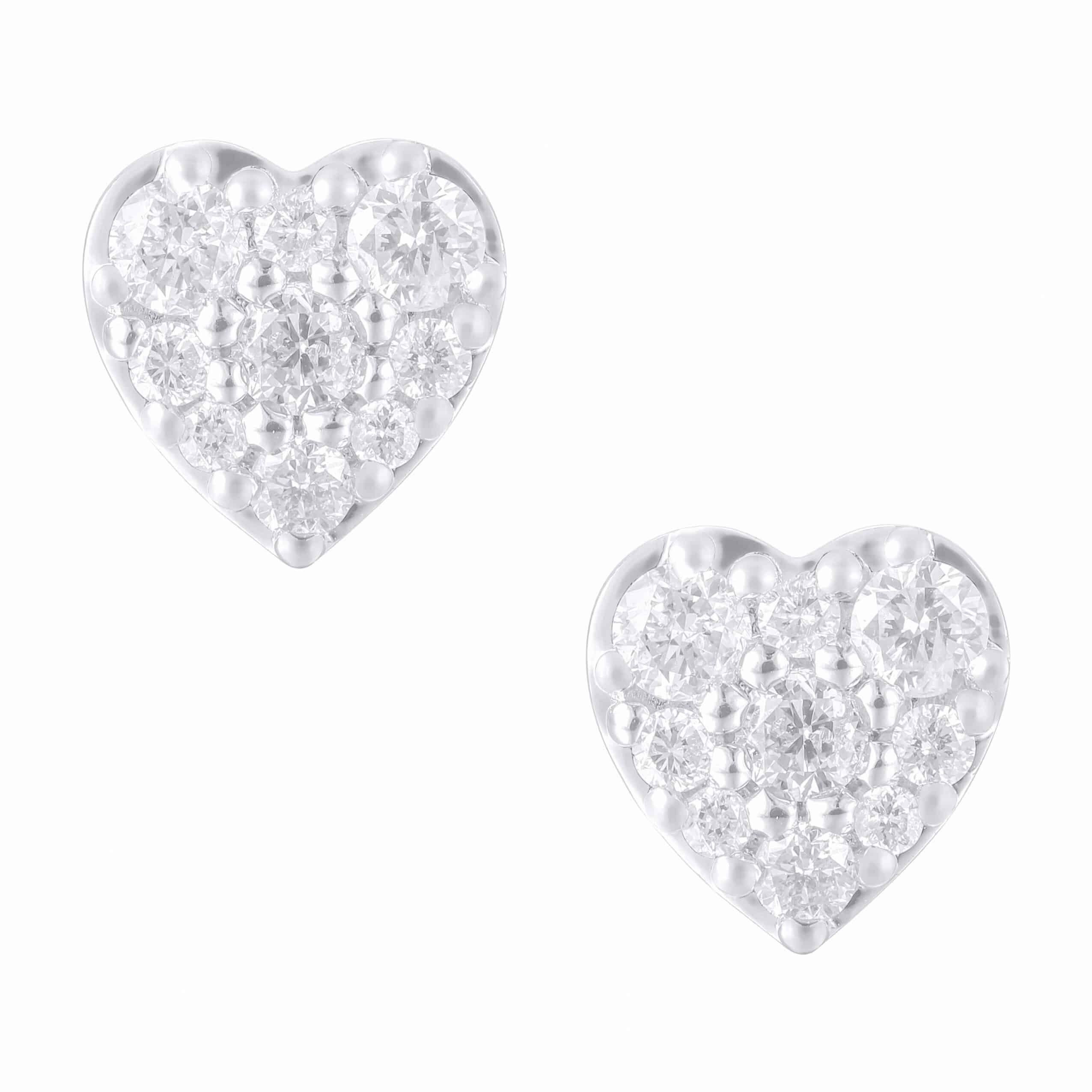 10 Karat White Gold 0.50 Carat Diamond Heart Earrings - Image 3