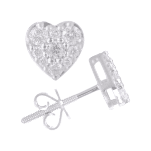 10 Karat White Gold 0.50 Carat Diamond Heart Earrings