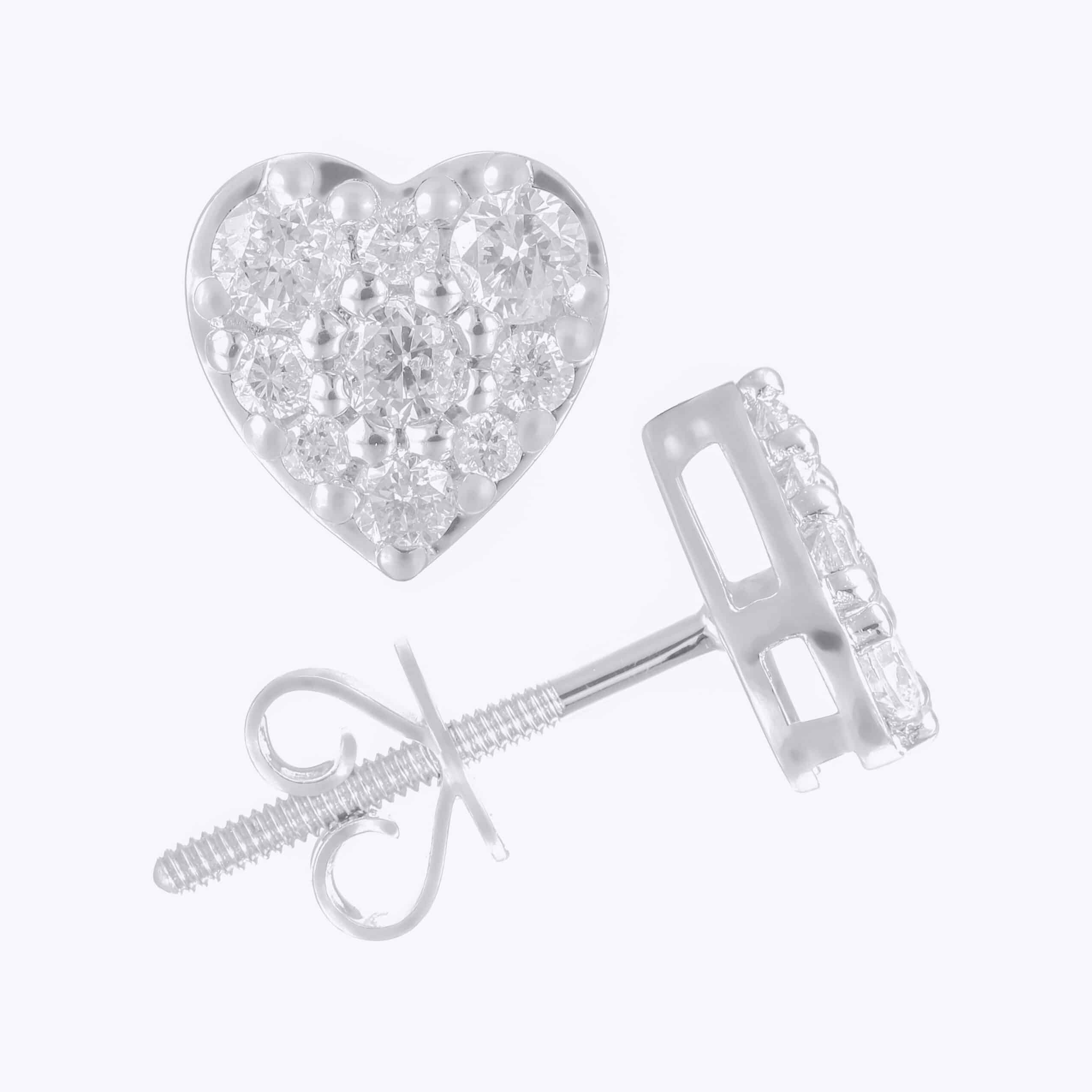 10 Karat White Gold 0.50 Carat Diamond Heart Earrings - Image 2