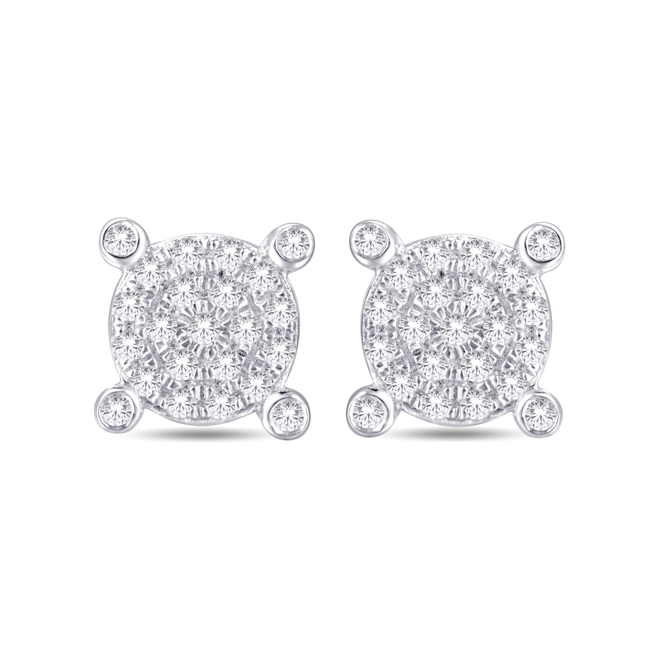 10 Karat White Gold 0.15 Carat Diamond Round Earrings - Image 2
