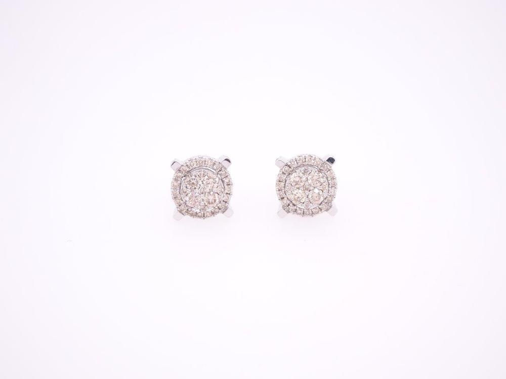 14 Karat White Gold 1.00 Carat Diamond Round Earrings - Image 2