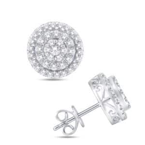 14 Karat White Gold 1.00 Carat Diamond Round Earrings