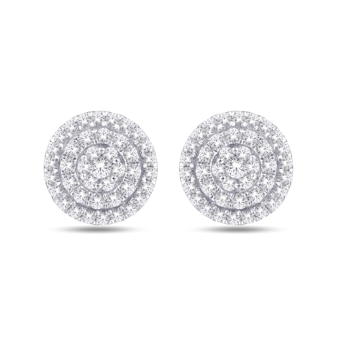 14 Karat White Gold 1.00 Carat Diamond Round Earrings - Image 2